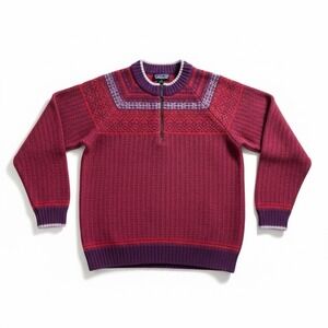 Vintage‎ Patagonia wool Nordic quarter zip sweater pink purple HK Fair Isle S